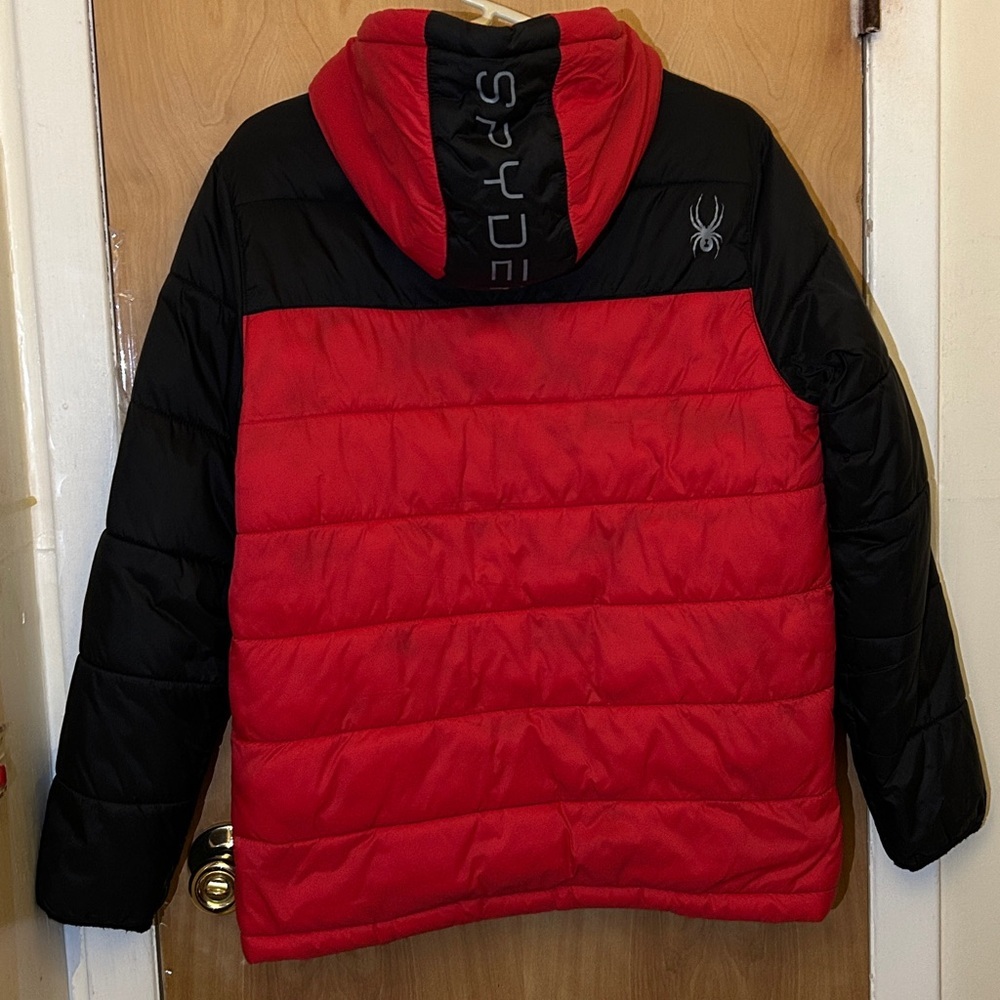 Spyder Red and Black Puffer Jacket Large (14/16) - Picture 5 of 6
